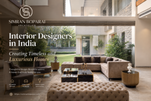 Luxury living room designed by interior designers in India with elegant furniture and natural light