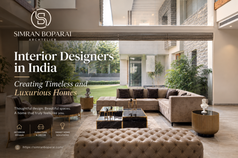 Luxury living room designed by interior designers in India with elegant furniture and natural light